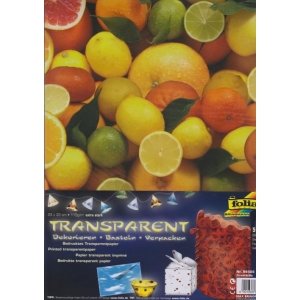 Transparentní papír 5 listů 115g 23x33cm Citrusy